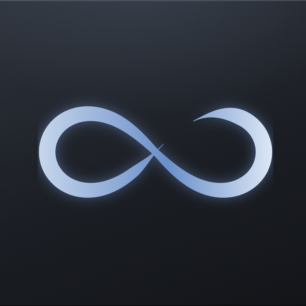 noovu icon: an open infinity loop on graphite